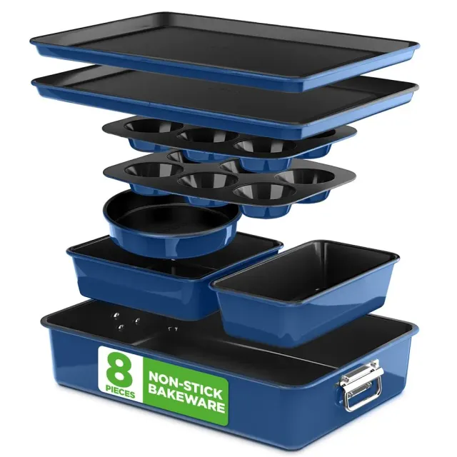 Nutrichef Set Moules Pâtisserie Antiadhésifs 8 Pièces Bleu