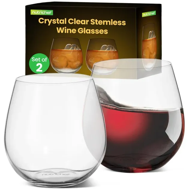 Nutrichef Verres à Vin sans Pied Cristal 15 Oz Lot 2