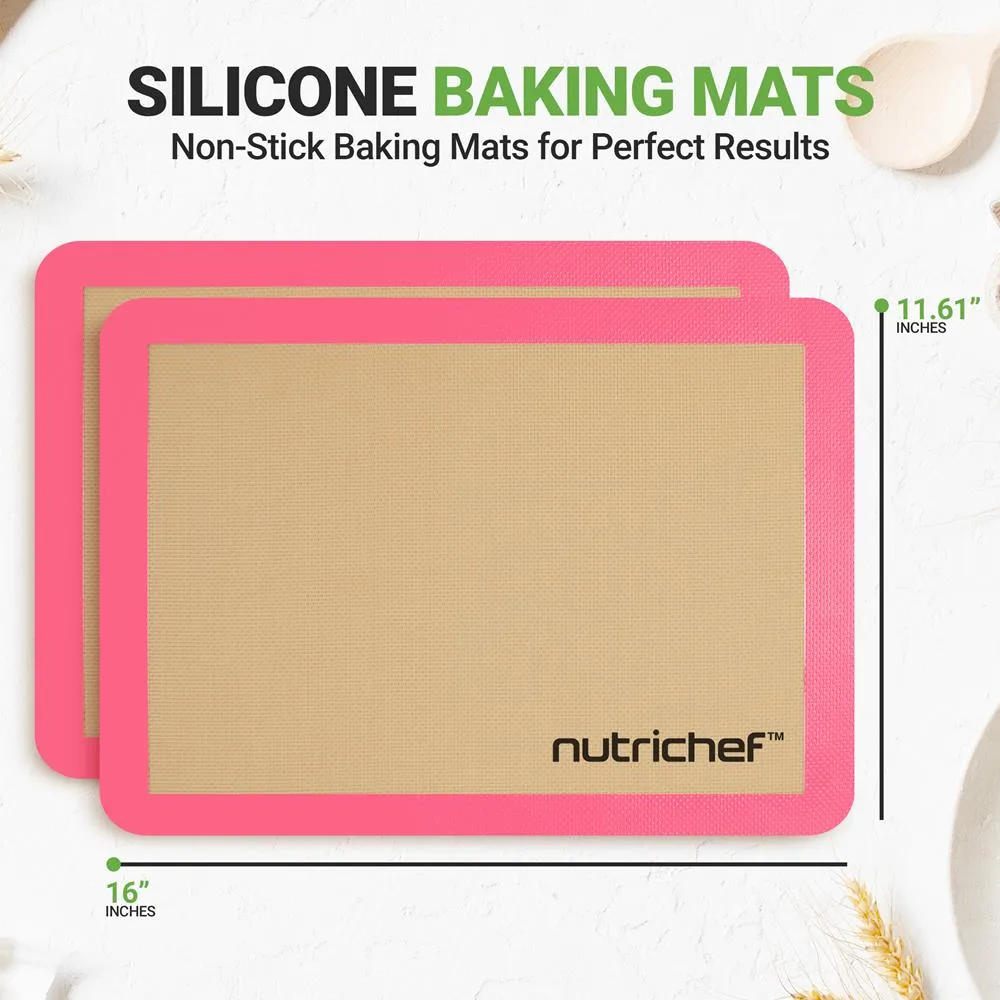 Nutrichef Tapis cuisson silicone rose lot de 2