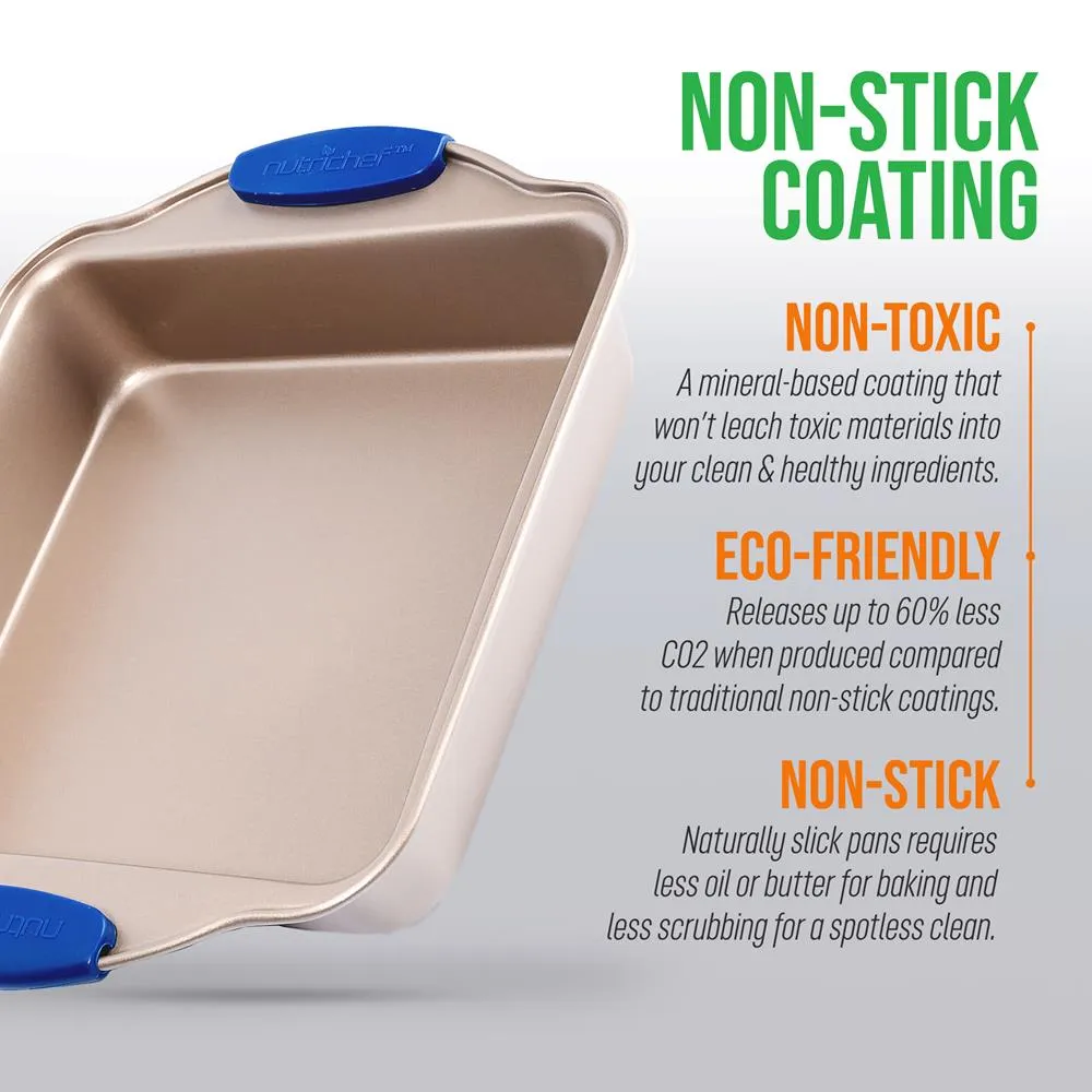 Nutrichef moule carré doré antiadhésif poignées bleues 27 cm