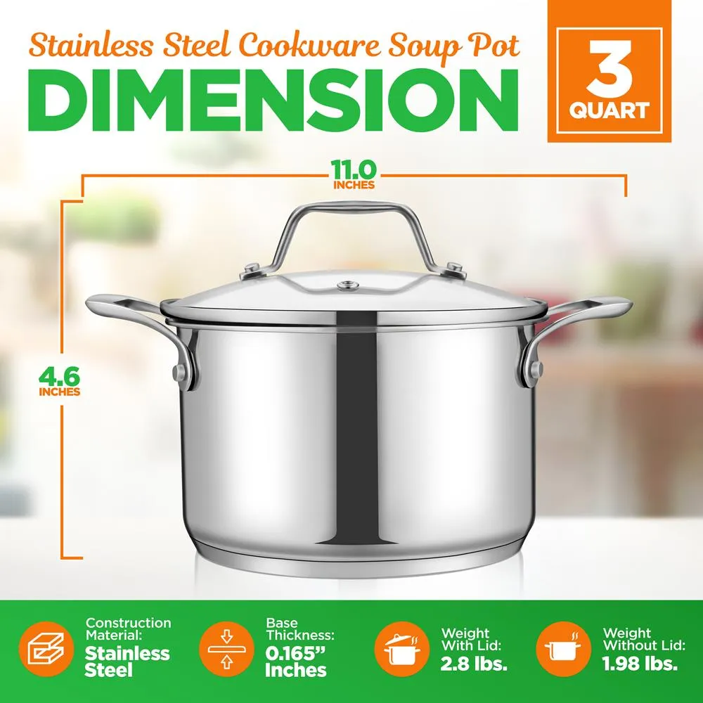 Nutrichef faitout inox 3 QT couvercle verre induction