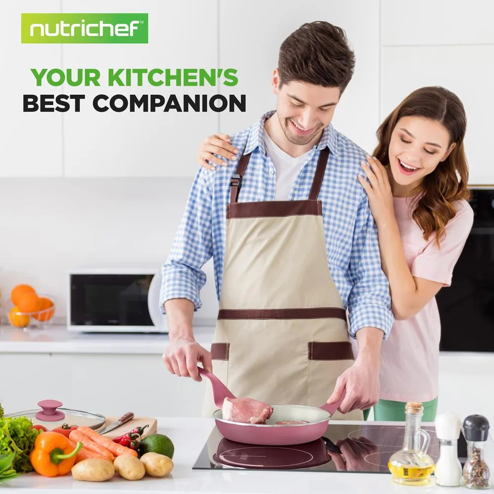 Nutrichef Batterie Cuisine Céramique 54 Pièces Rose Induction