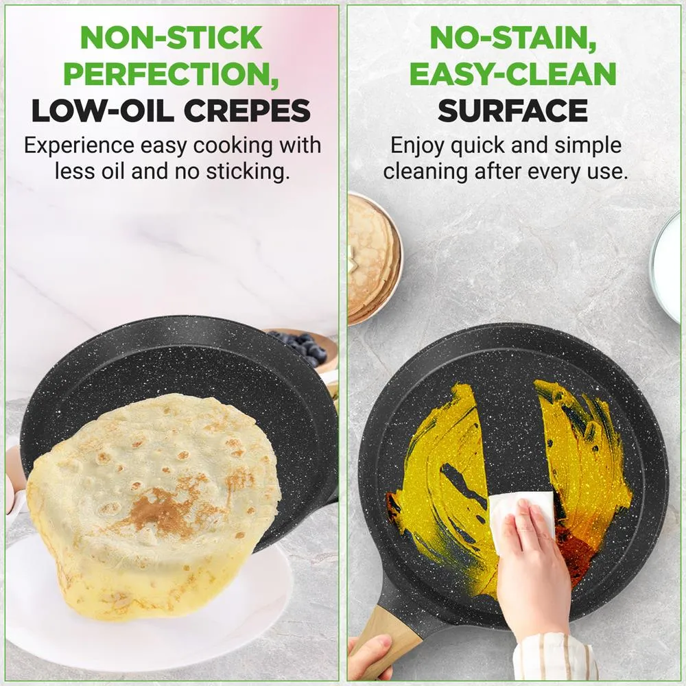 Nutrichef poêle à crêpes 28 cm antiadhésive + râteau
