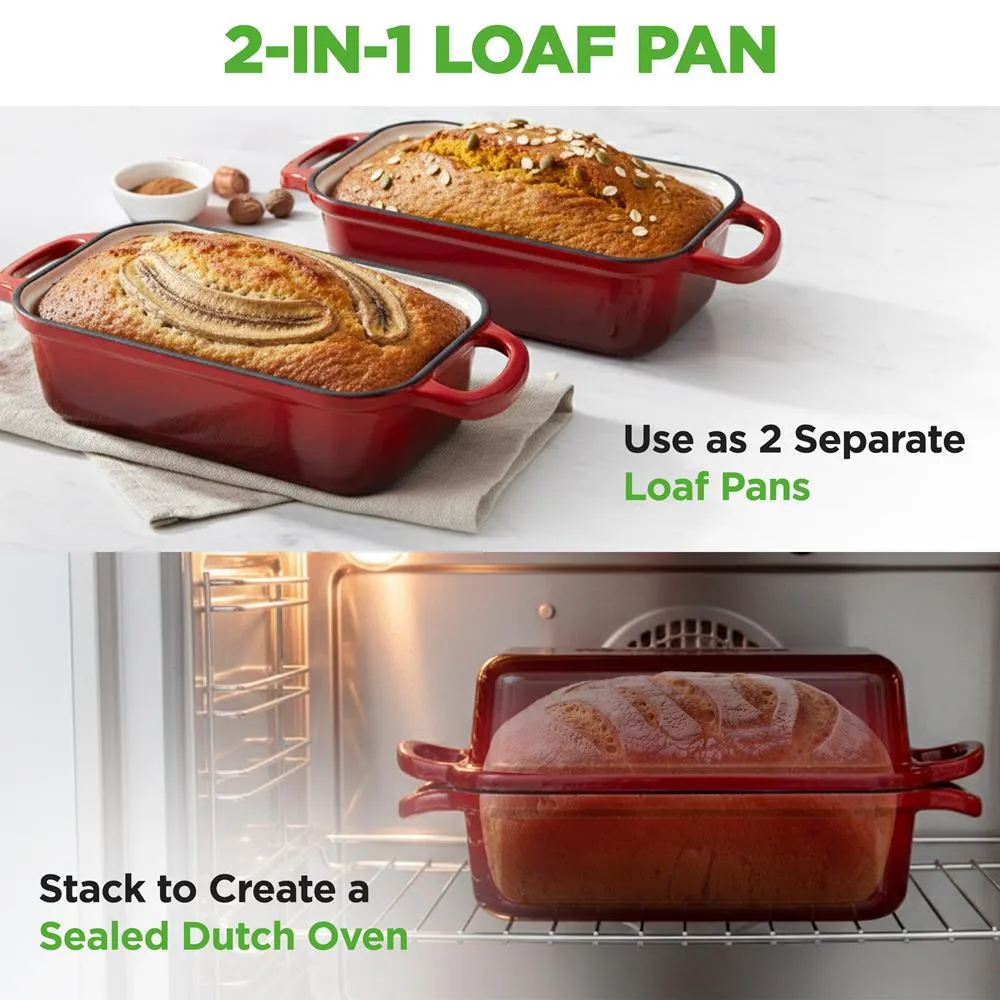 Nutrichef moule pain fonte émaillée rouge 23x13 couvercle