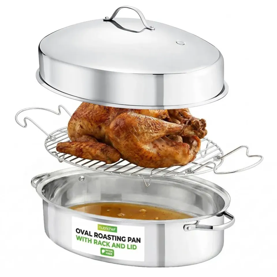 Nutrichef 20" Oval Roasting Pan plat rôtissoire inox