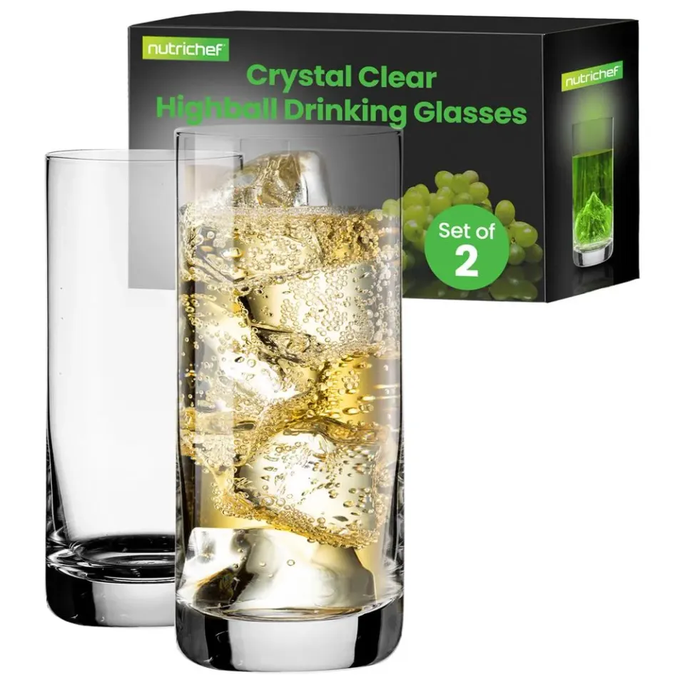 Nutrichef Verres Highball Lot de 2 42cl Cristal Souffle Main