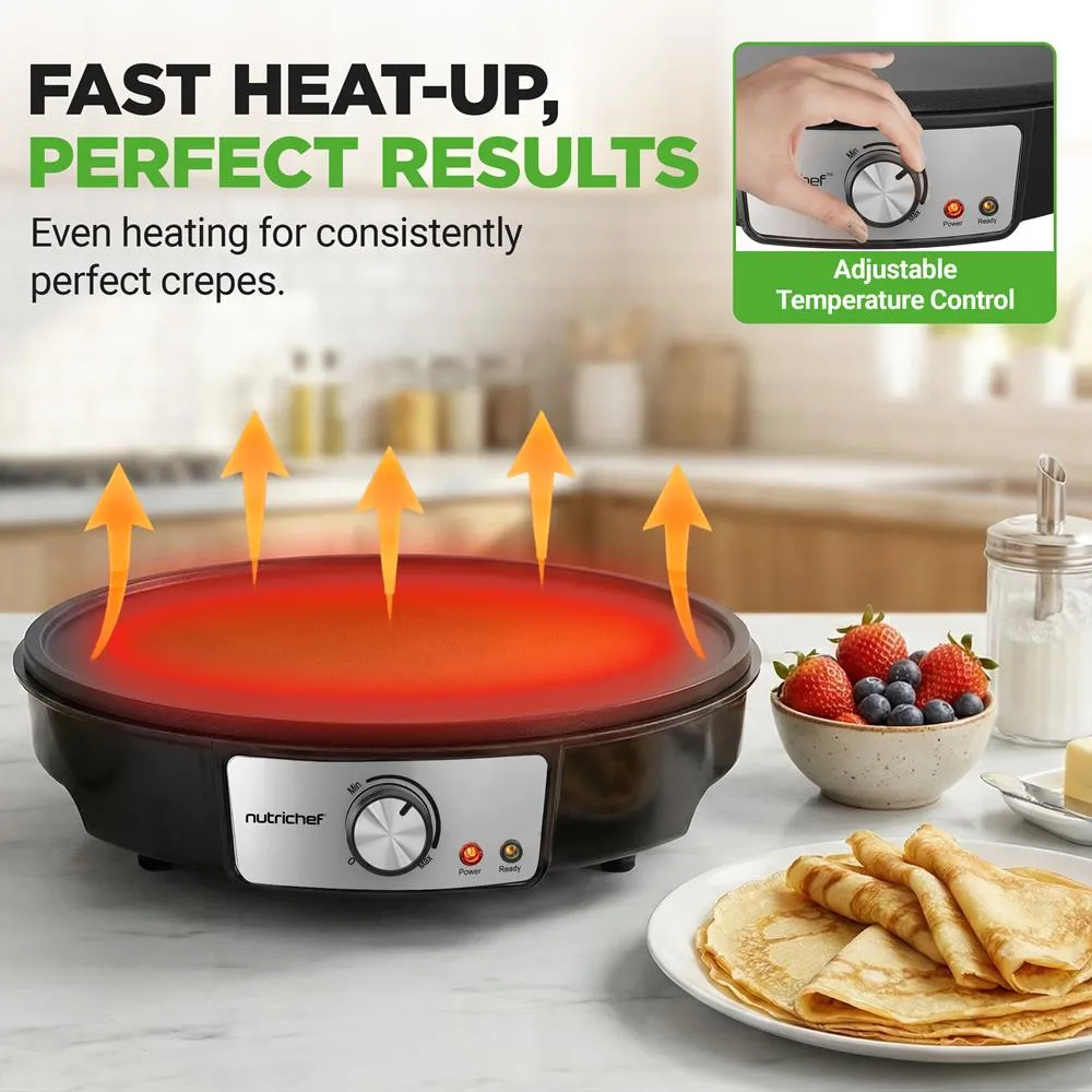 Nutrichef Crêpière Électrique 30 cm Antiadhésive 1200 W
