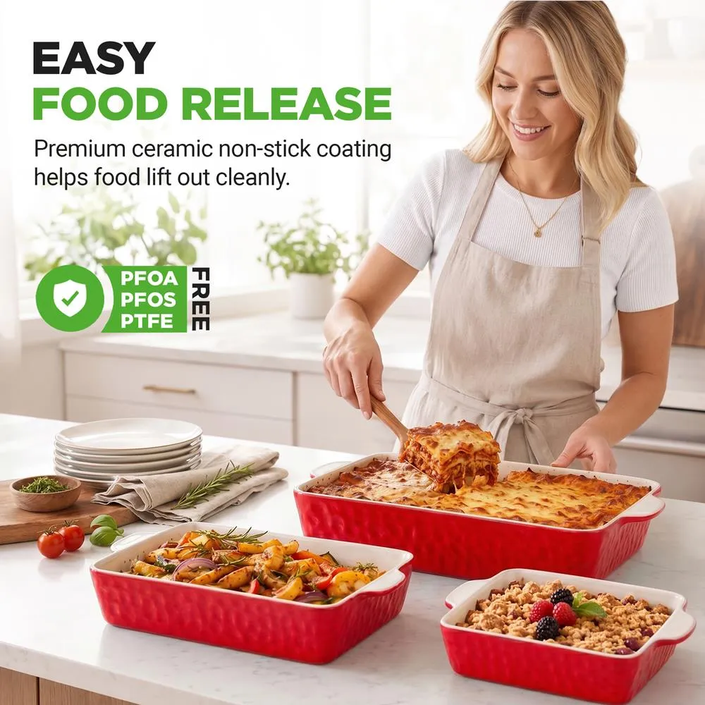 Nutrichef plats céramique four rouges lot de 3