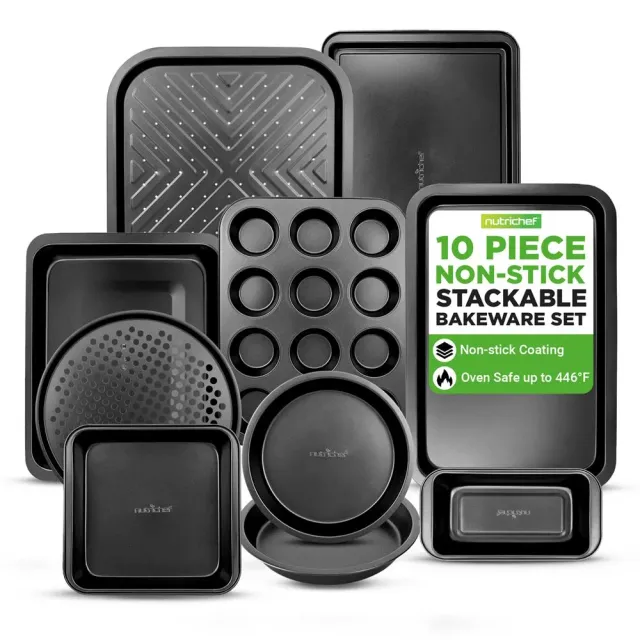 Nutrichef set 10 moules pâtisserie antiadhésifs gris
