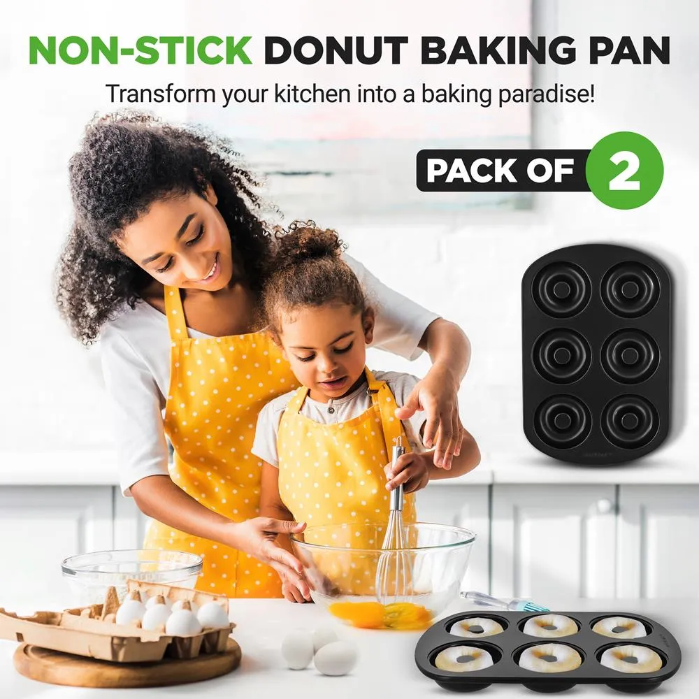 Nutrichef Moule à Donuts Antiadhésif 6 Empreintes Lot de 2 Acier