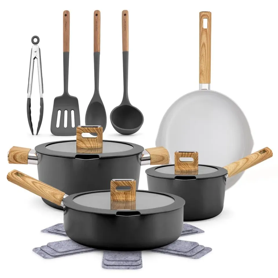 Nutrichef Batterie Cuisine Marbré Induction avec Ustensiles