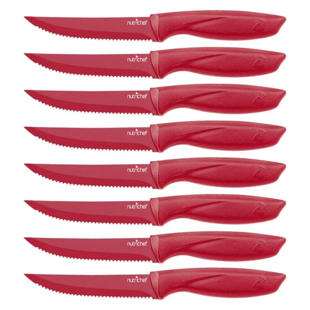 Nutrichef NCSK8RED set 8 couteaux à steak inox manches rouges