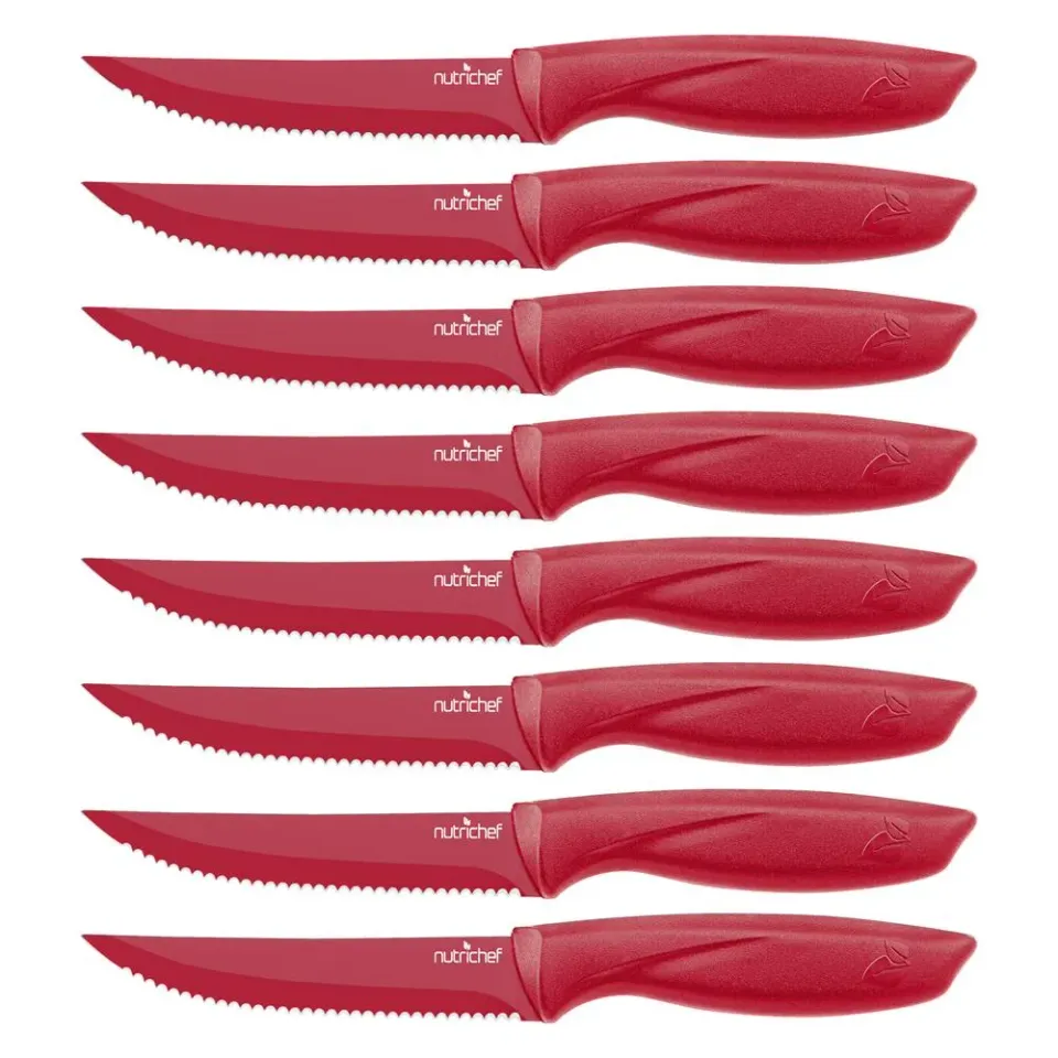 Nutrichef NCSK8RED set 8 couteaux à steak inox manches rouges