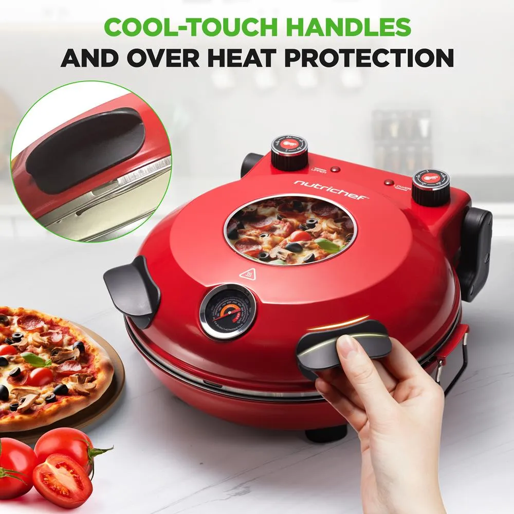 Nutrichef four à pizza électrique pierre antiadhésive rouge 1200W