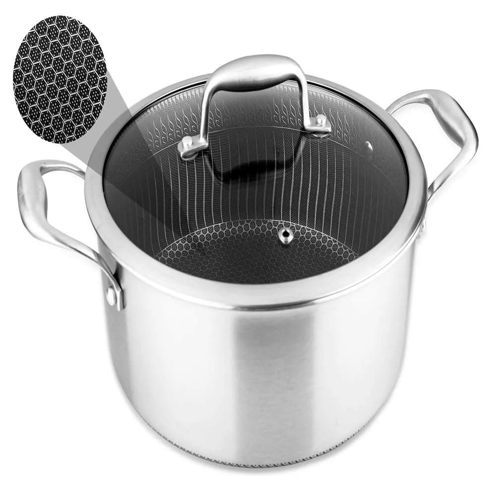 Nutrichef faitout inox antiadhésif 5 QT couvercle verre