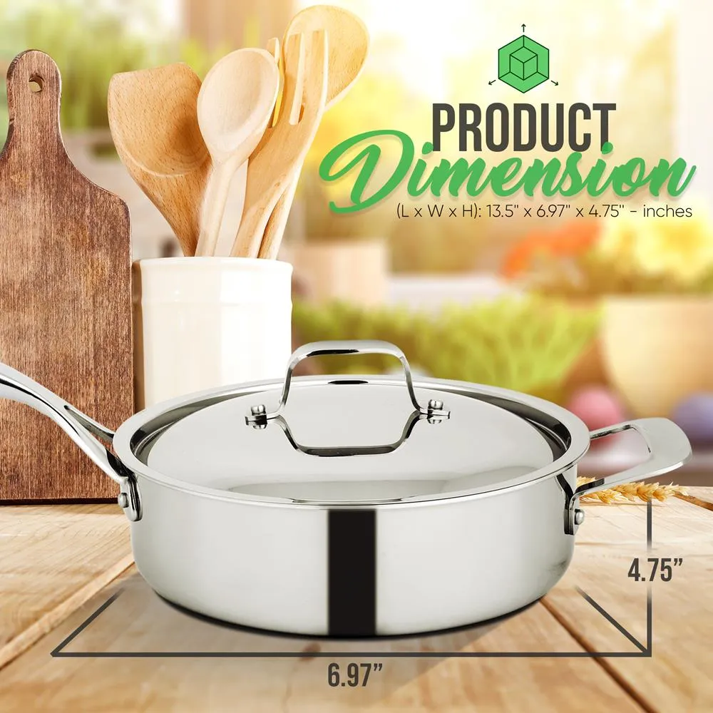 Nutrichef NCSSX45 sauteuse inox avec couvercle 3,2 L