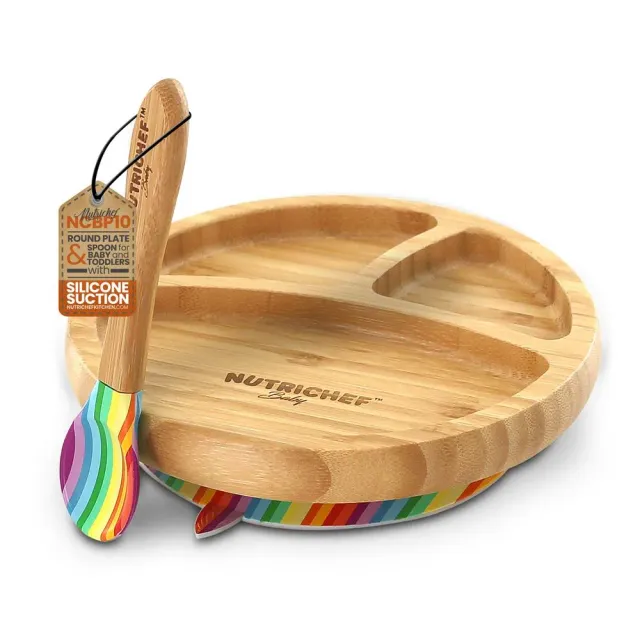 Nutrichef assiette bébé ventouse 3 compartiments + cuillère