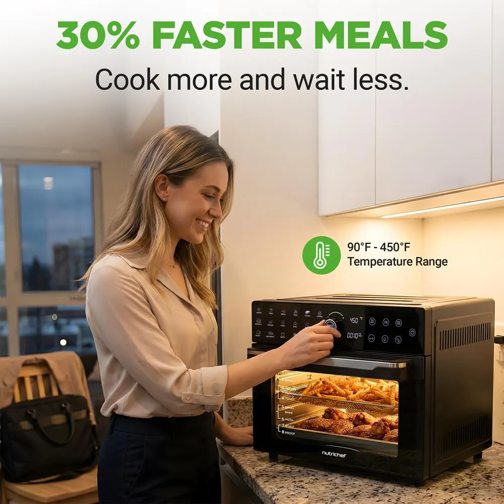 Nutrichef four air fryer combiné 32 QT 20 programmes rôtisserie