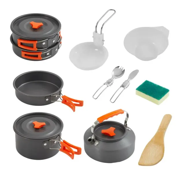 Nutrichef set popote camping aluminium gris 1-3 personnes