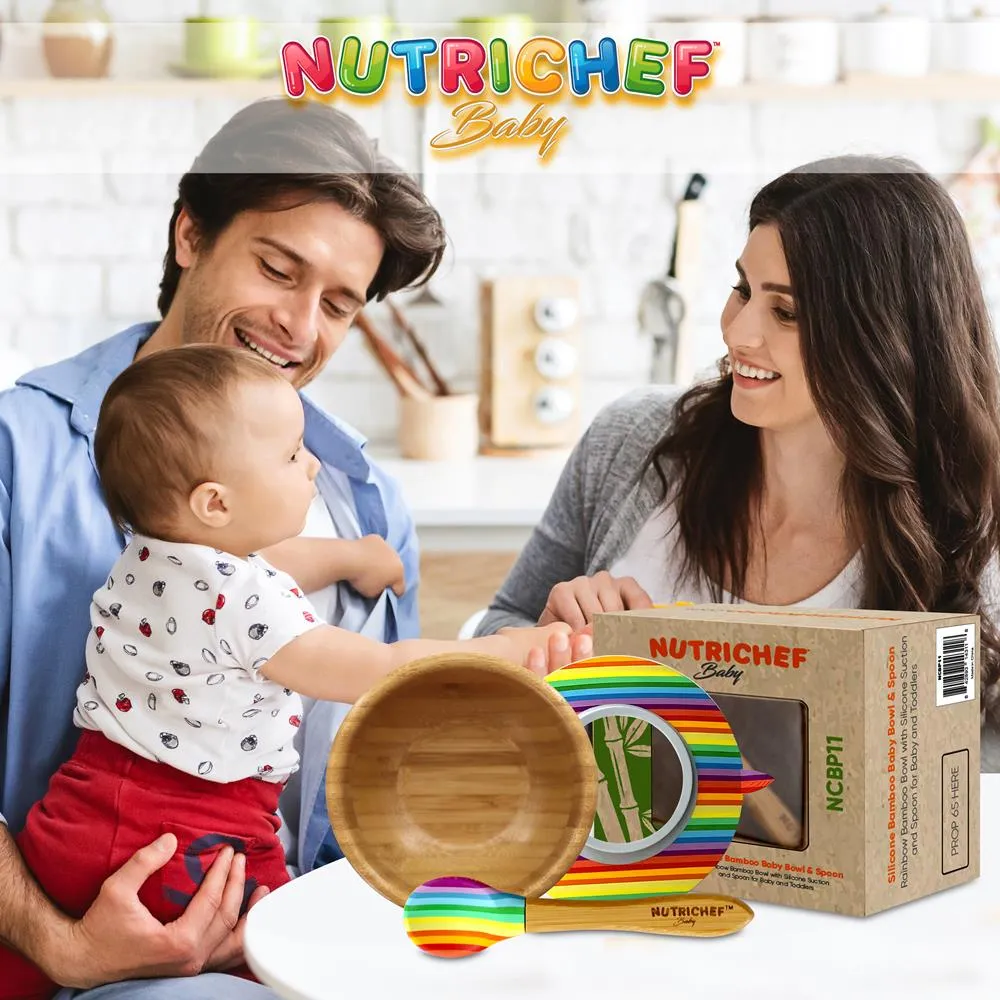 Nutrichef Bol Bébé Bambou Ventouse Arc-en-ciel + Cuillère