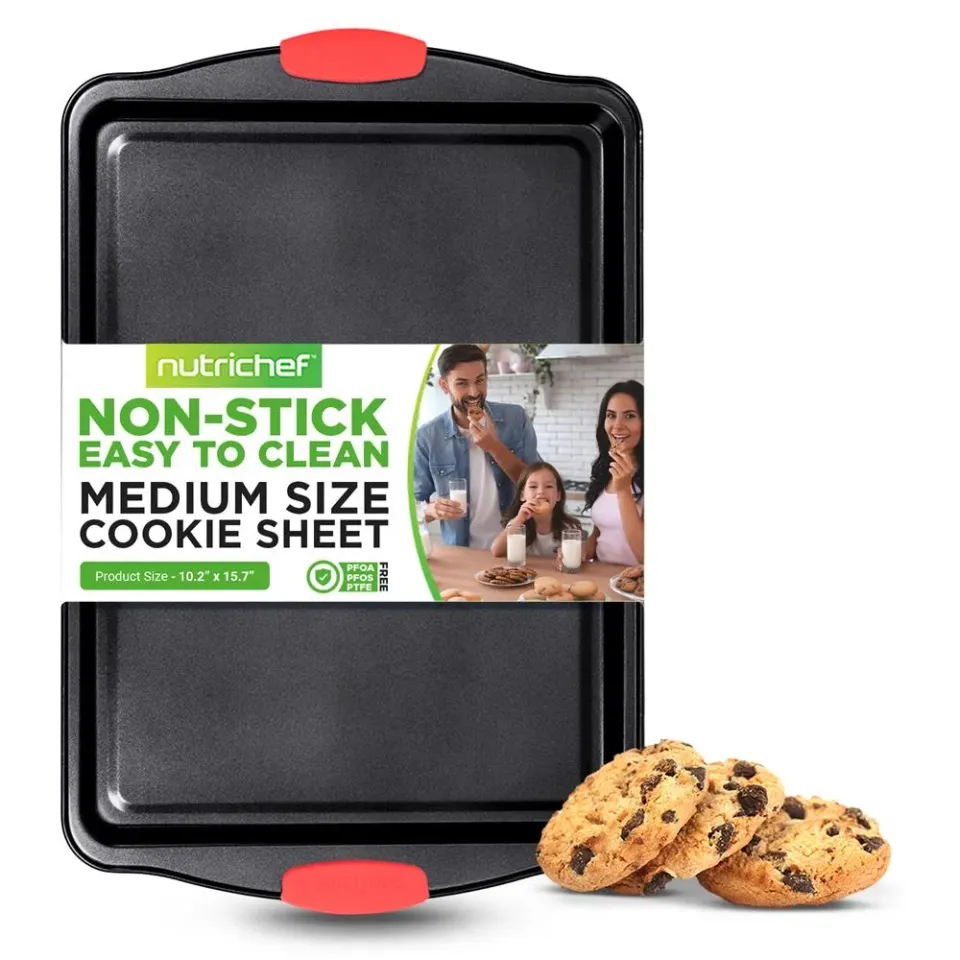 Nutrichef Plaque à cookies moyenne antiadhésive grise 39 cm