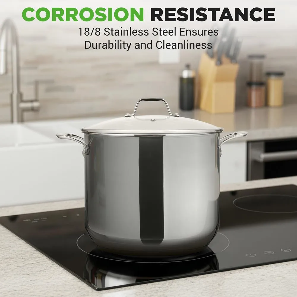 Nutrichef NCSP12 faitout inox 12 Qt couvercle verre induction