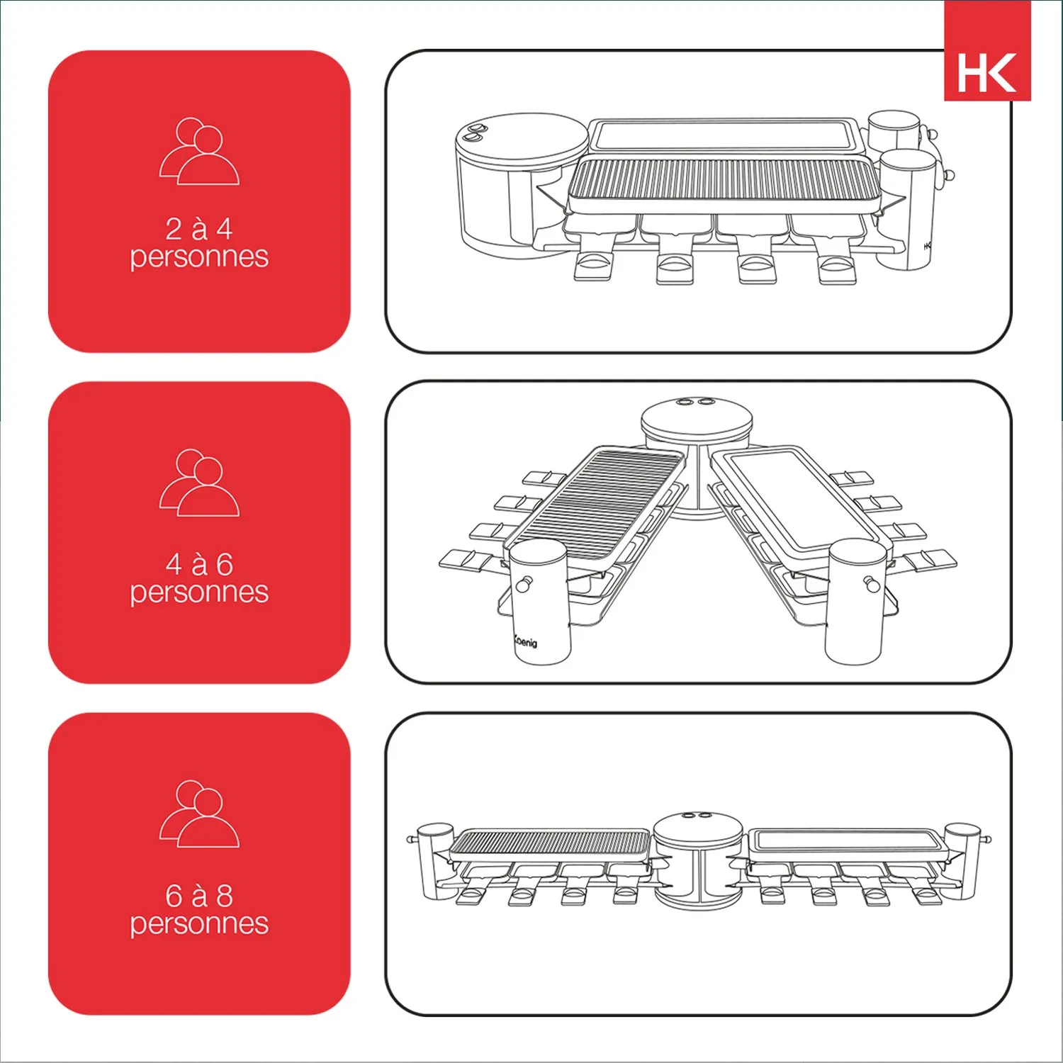 H.Koenig RP360 appareil à raclette 8 personnes rotatif