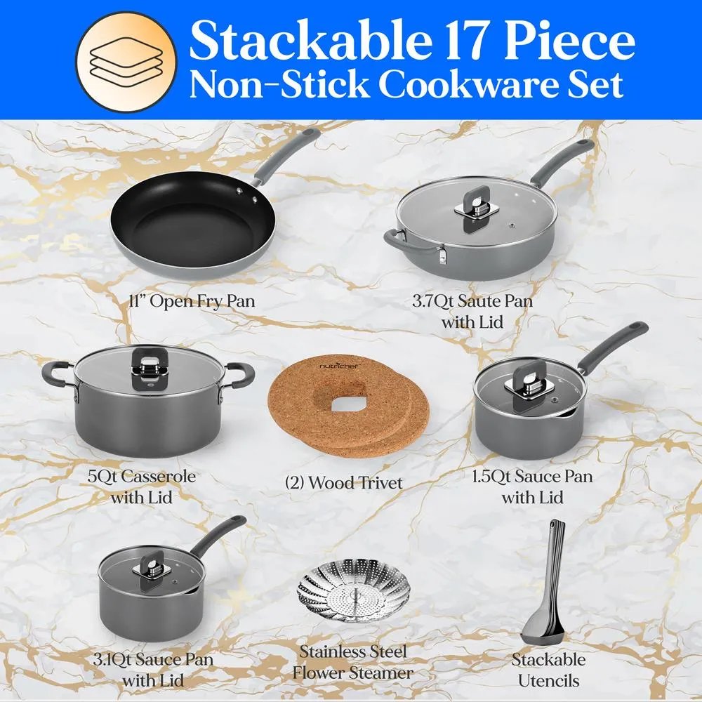 Nutrichef batterie cuisine 17 pièces induction noir