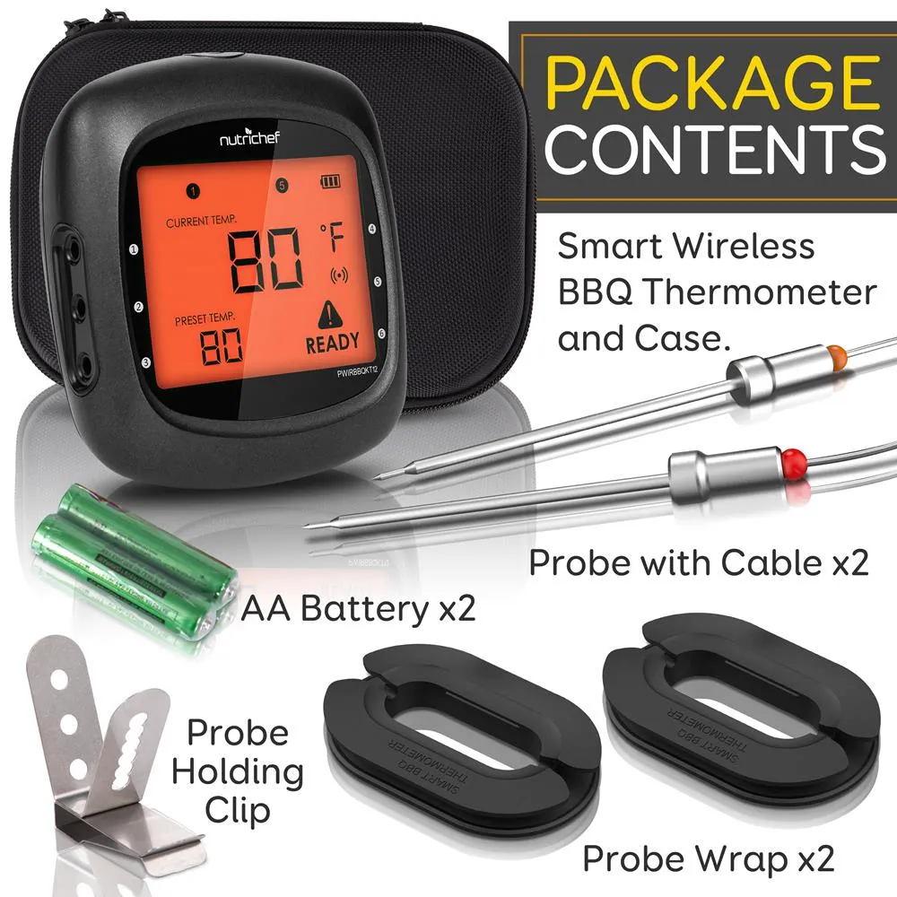 Nutrichef thermomètre barbecue bluetooth 2 sondes LCD inox