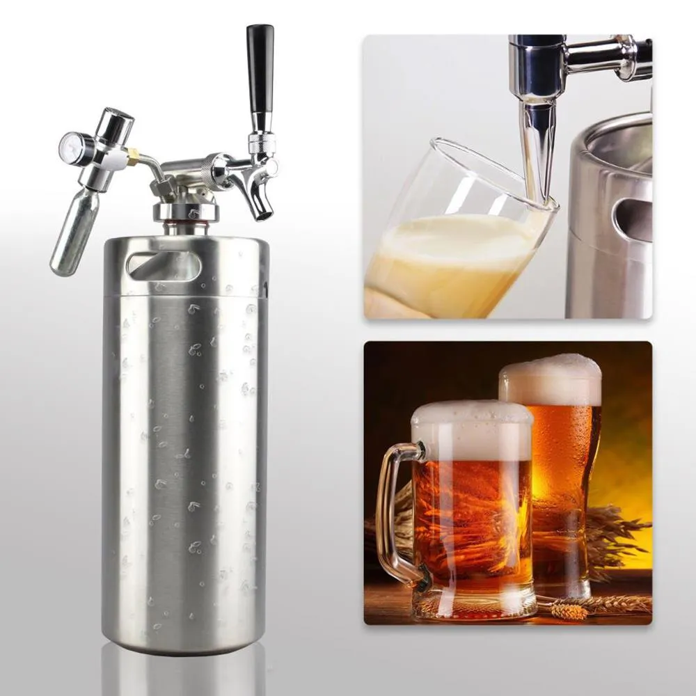 Nutrichef PKBRTP100 mini fût à bière 128 oz inox CO2