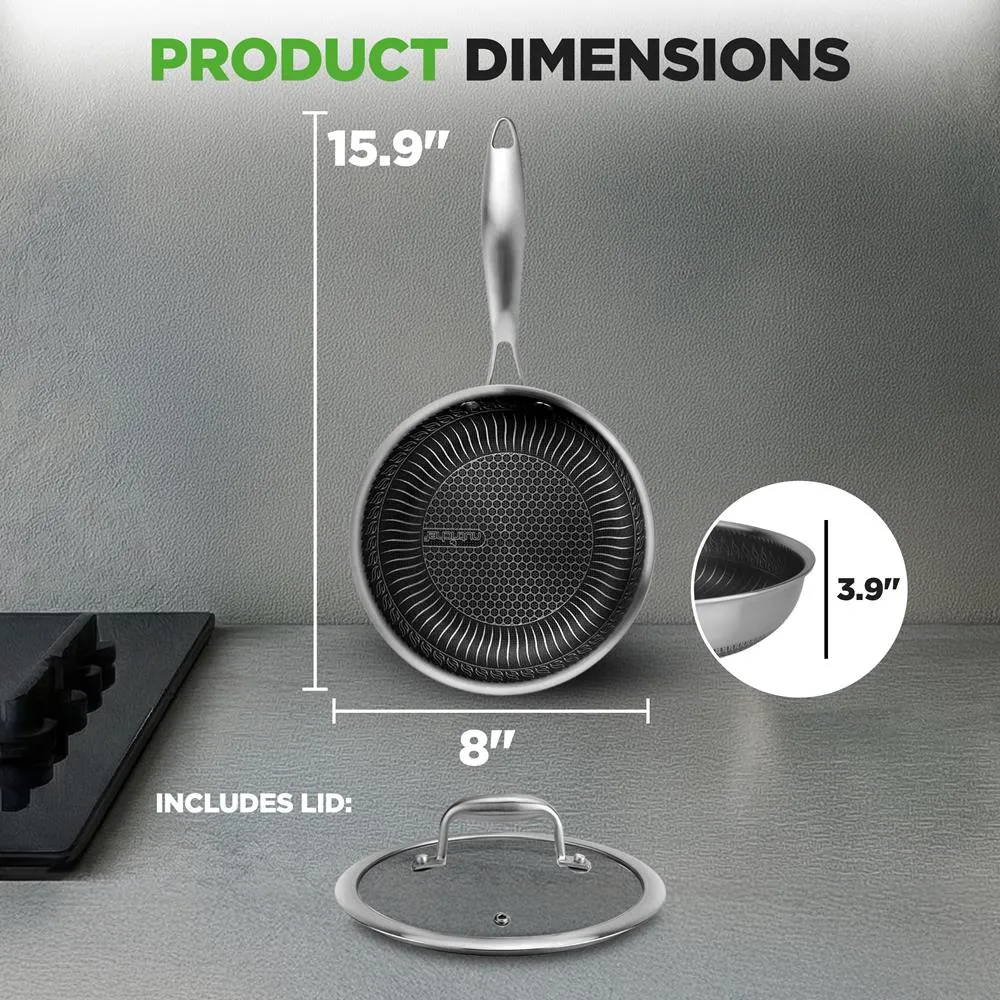 Nutrichef poêle 20 cm antiadhésive inox + couvercle
