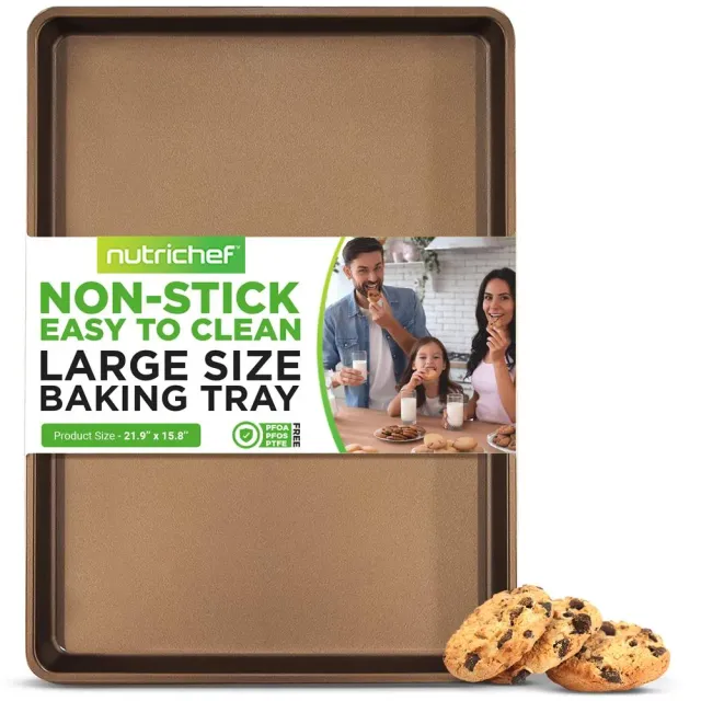 Nutrichef NCLG1GD plaque de cuisson XL 22x16 dorée antiadhésive