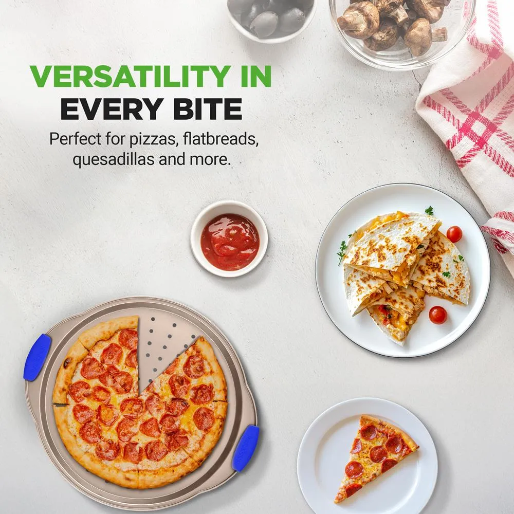 Nutrichef plaque pizza 33 cm acier doré antiadhésive