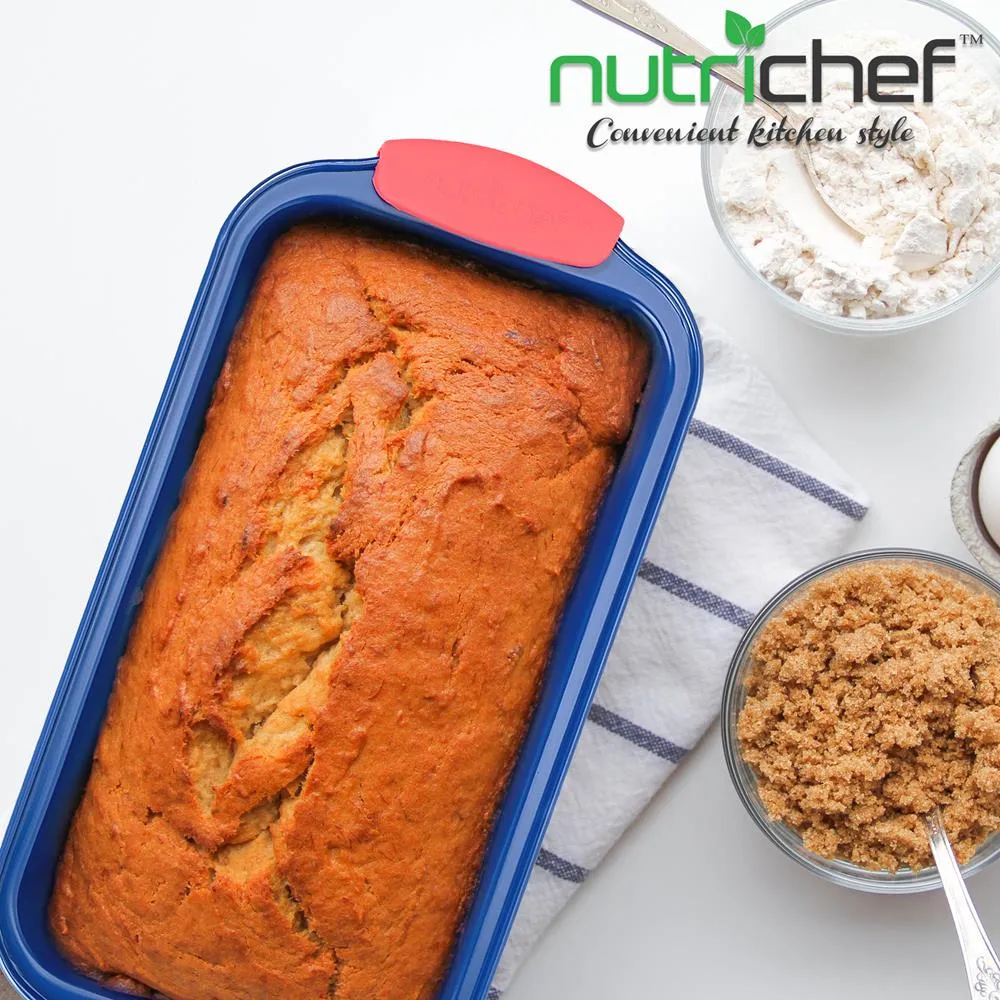 Nutrichef moule à cake antiadhésif bleu silicone