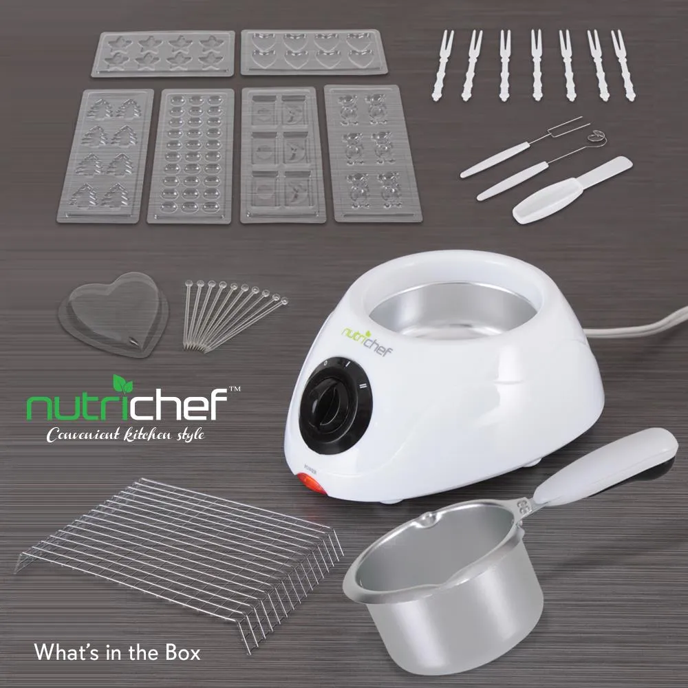 Nutrichef appareil fondue chocolat blanc 250 ml moules