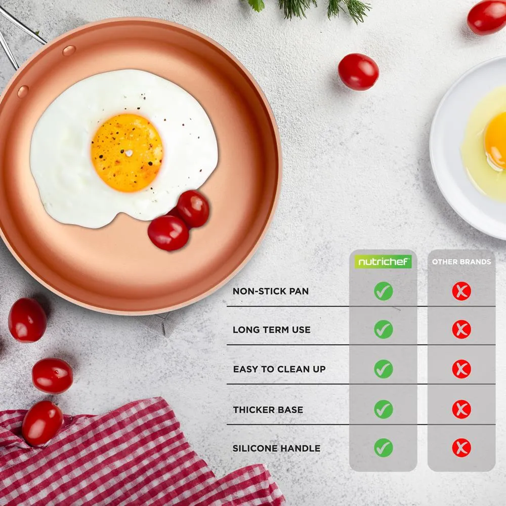 Nutrichef batterie cuisine 14 pièces cuivre induction avec ustensiles