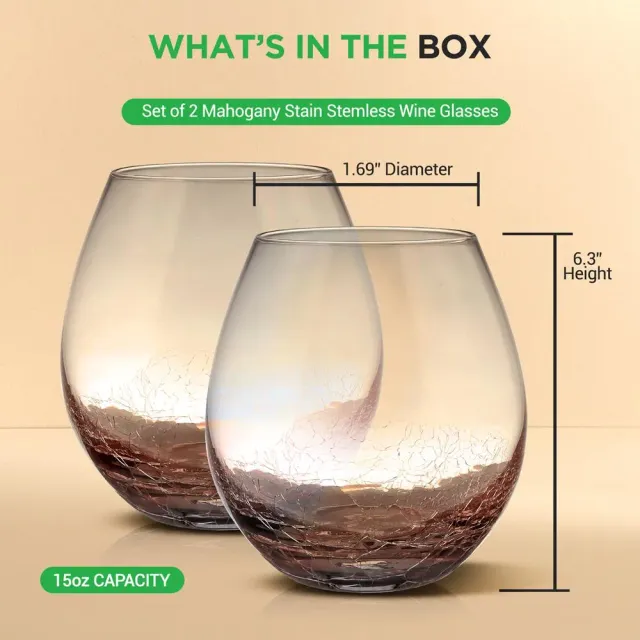 Nutrichef verres à vin sans pied cristal 19 oz lot de 2