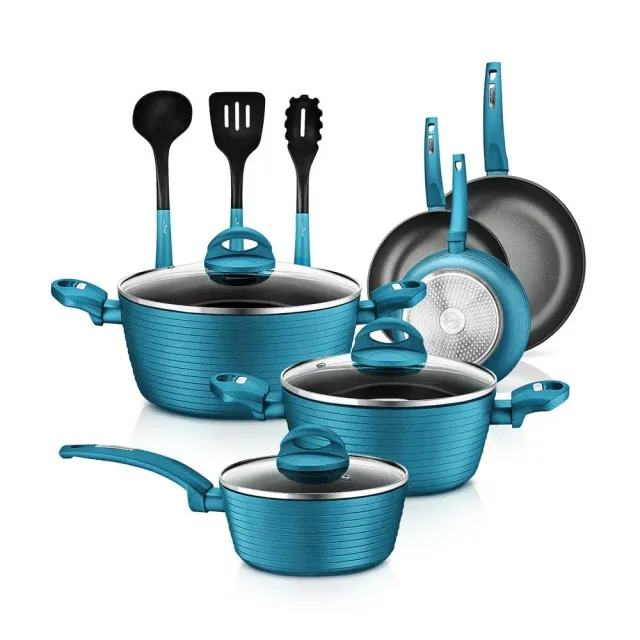 Nutrichef 12-Piece Nonstick batterie cuisine verte 12 pcs