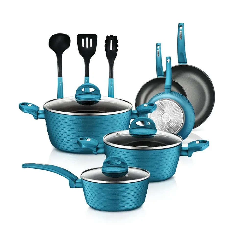 Nutrichef 12-Piece Nonstick batterie cuisine verte 12 pcs