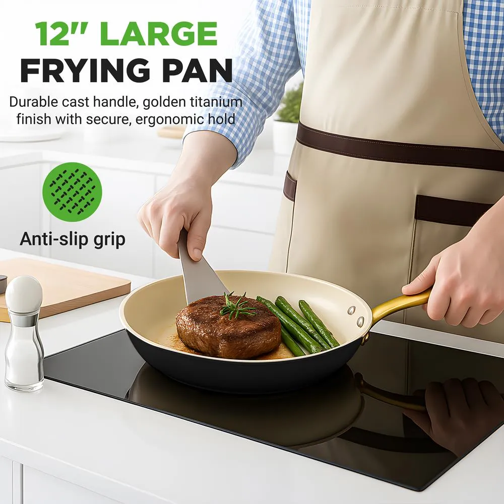 Nutrichef NCHGLDX12 poêle antiadhésive 30cm couvercle
