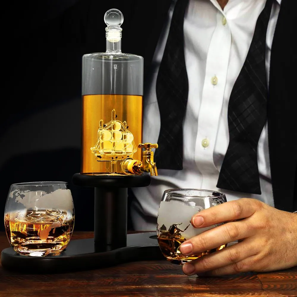 Nutrichef Carafe whisky globe 780 ml avec verres