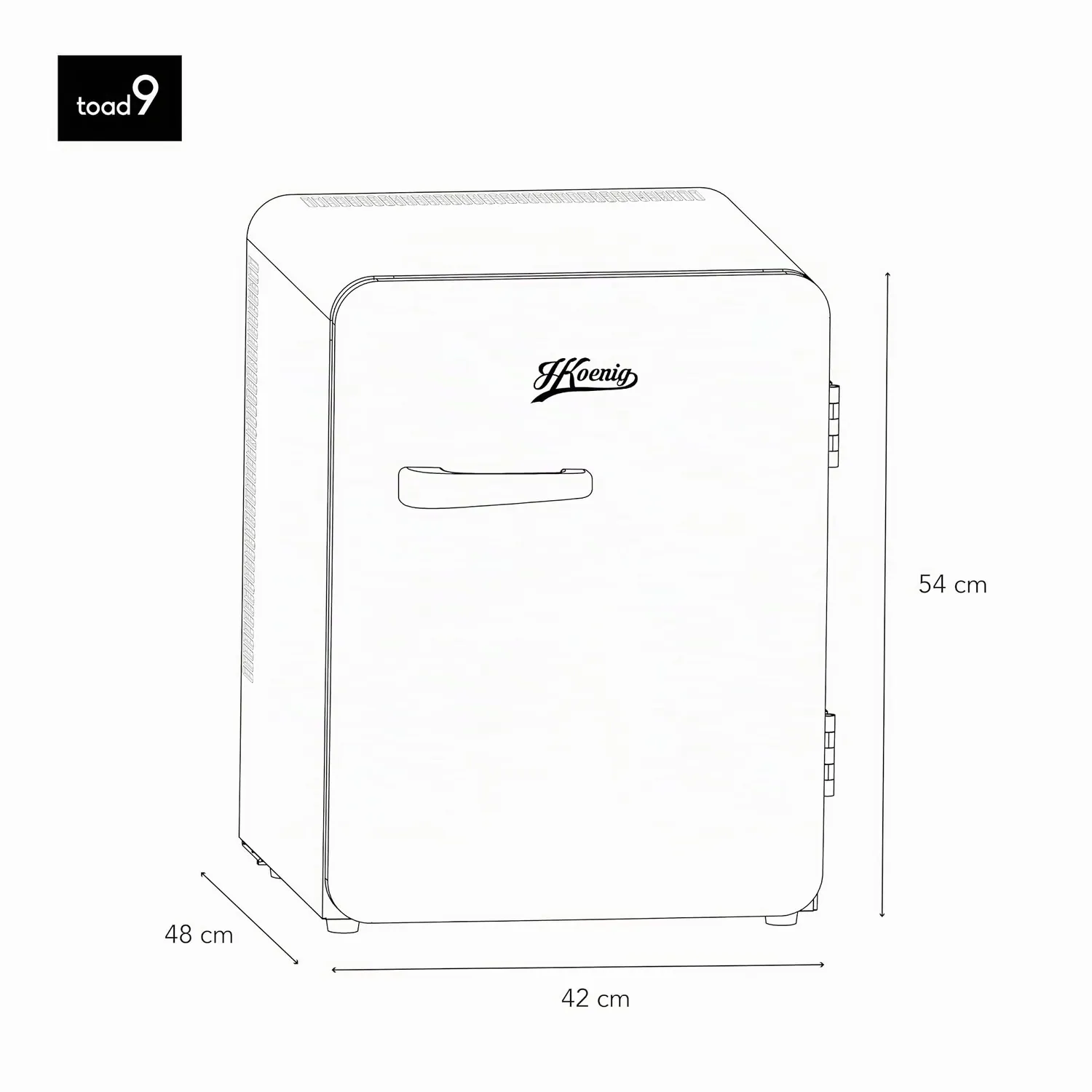 H.Koenig TOAD9 mini frigo vintage 31L noir