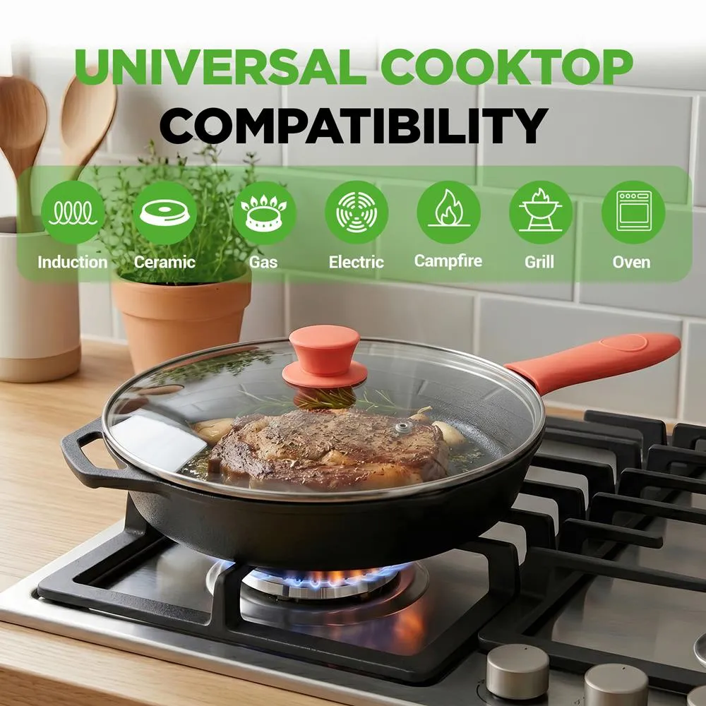 Nutrichef NCCI12 poêle fonte 30 cm avec couvercle induction