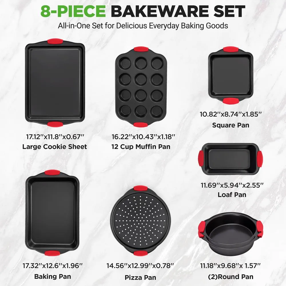 Nutrichef set pâtisserie antiadhésif 8 pièces rouge