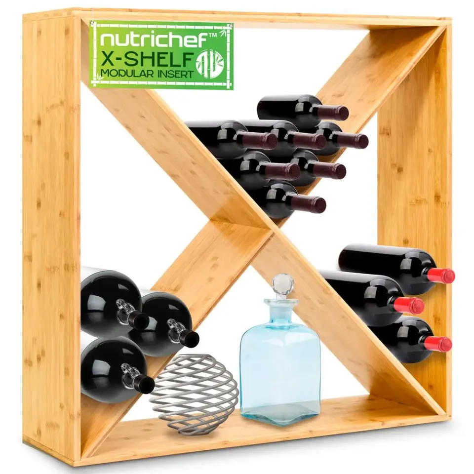 Nutrichef casier à vin bambou 24 bouteilles autoportant