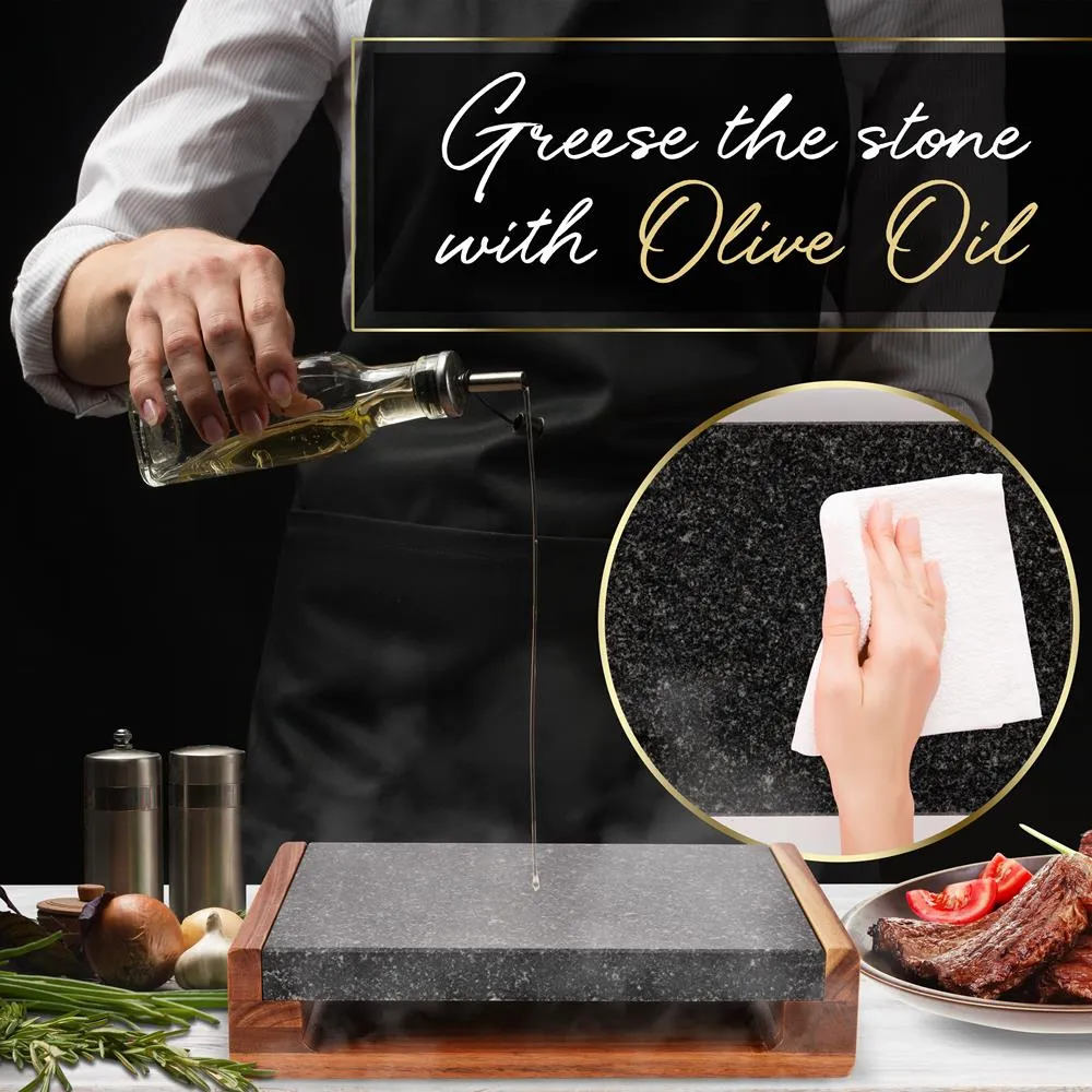 Nutrichef pierre à griller granit avec planche et couteaux