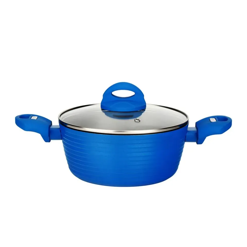 Nutrichef Faitout antiadhésif 1,9 L bleu couvercle