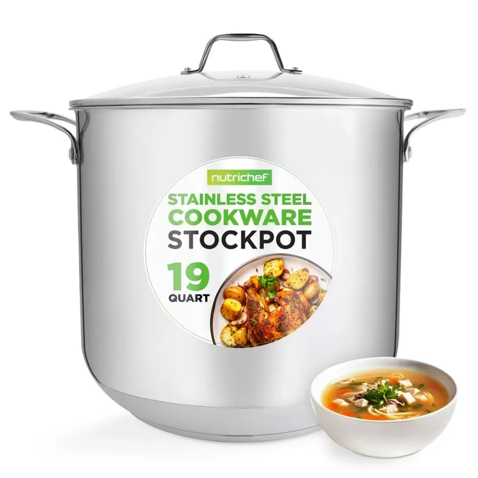 Nutrichef Faitout inox 19 Qt avec couvercle verre induction