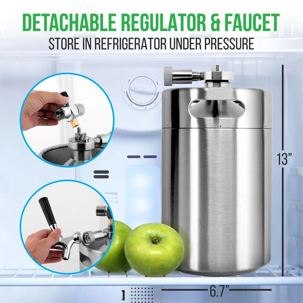 Nutrichef PKBRTP299 mini fût bière 3,8 L inox avec CO2