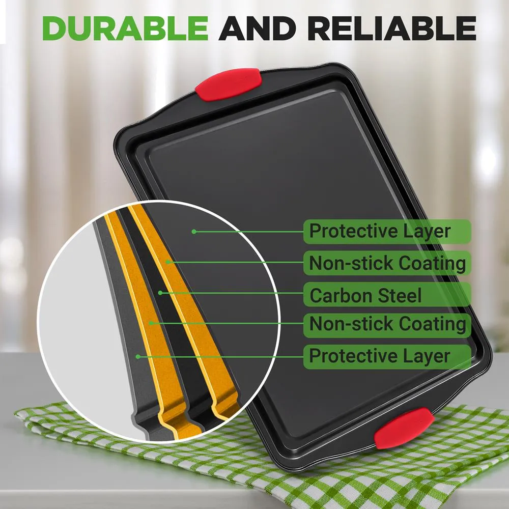 Nutrichef set 10 moules à pâtisserie acier poignées rouges antiadhésif